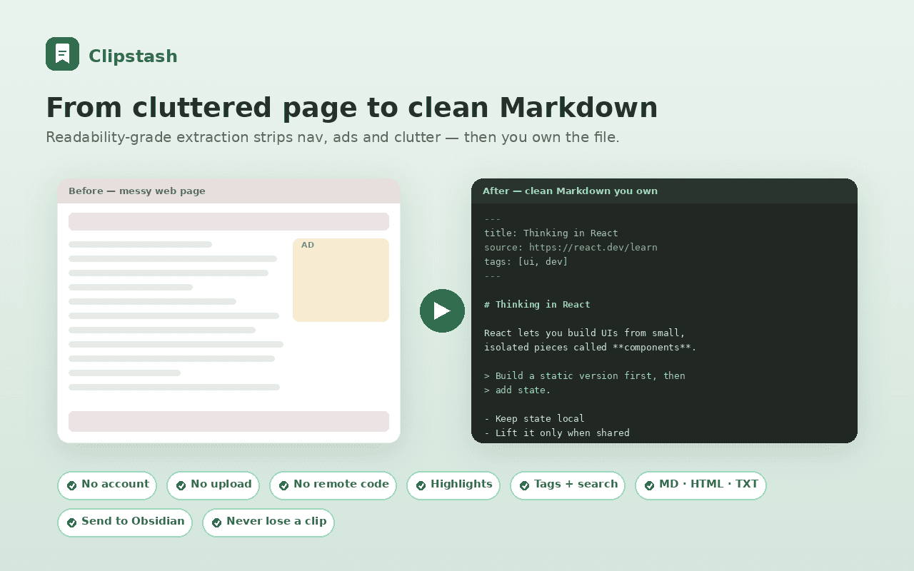 Clipstash features at a glance