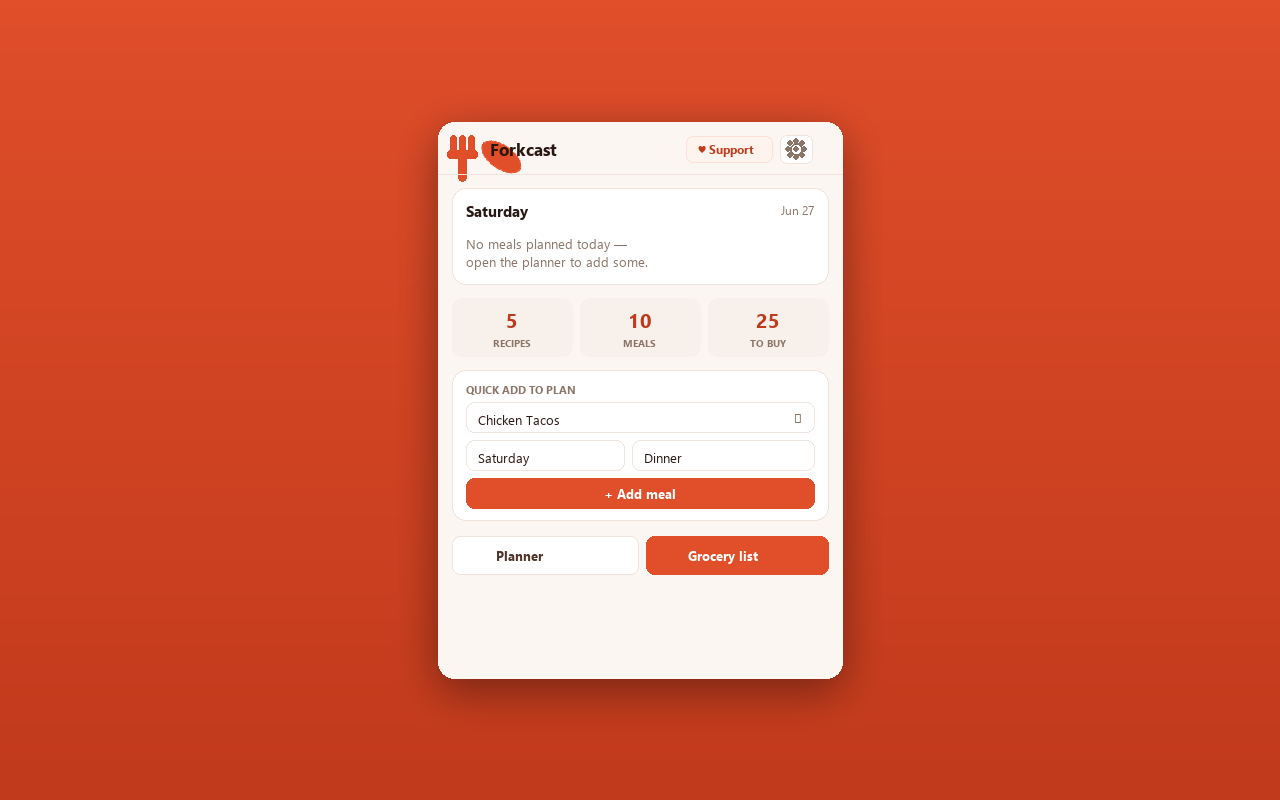 Tick items off, copy, export or print your list