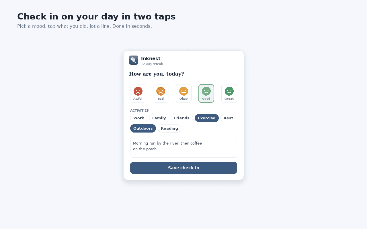 Two-tap mood check-in