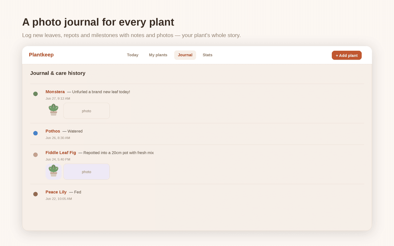 Plant photo journal