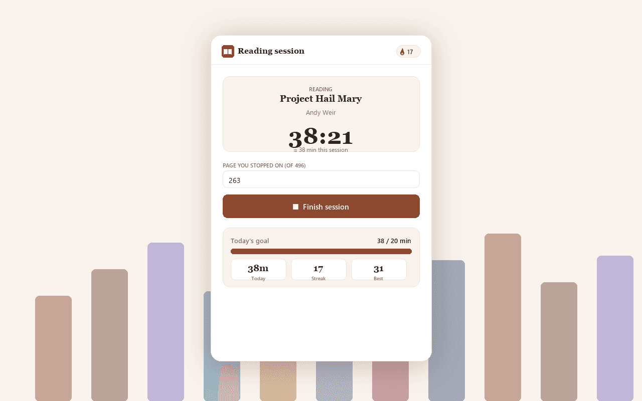 Log a reading session with the live timer