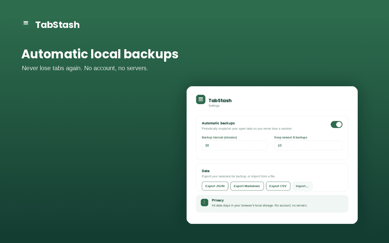 Automatic local backups on a schedule you choose
