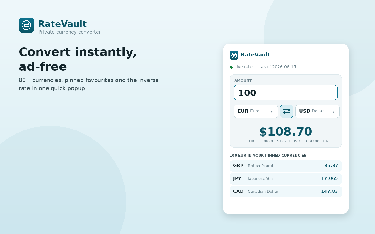 RateVault private currency converter